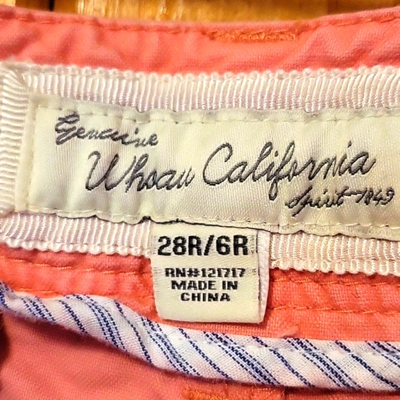 WHO A U CALIFORNIA SHORTS SZ 6 PINK SHORT SHORTS CUFFED SURFSIDE - Picture 3 of 4